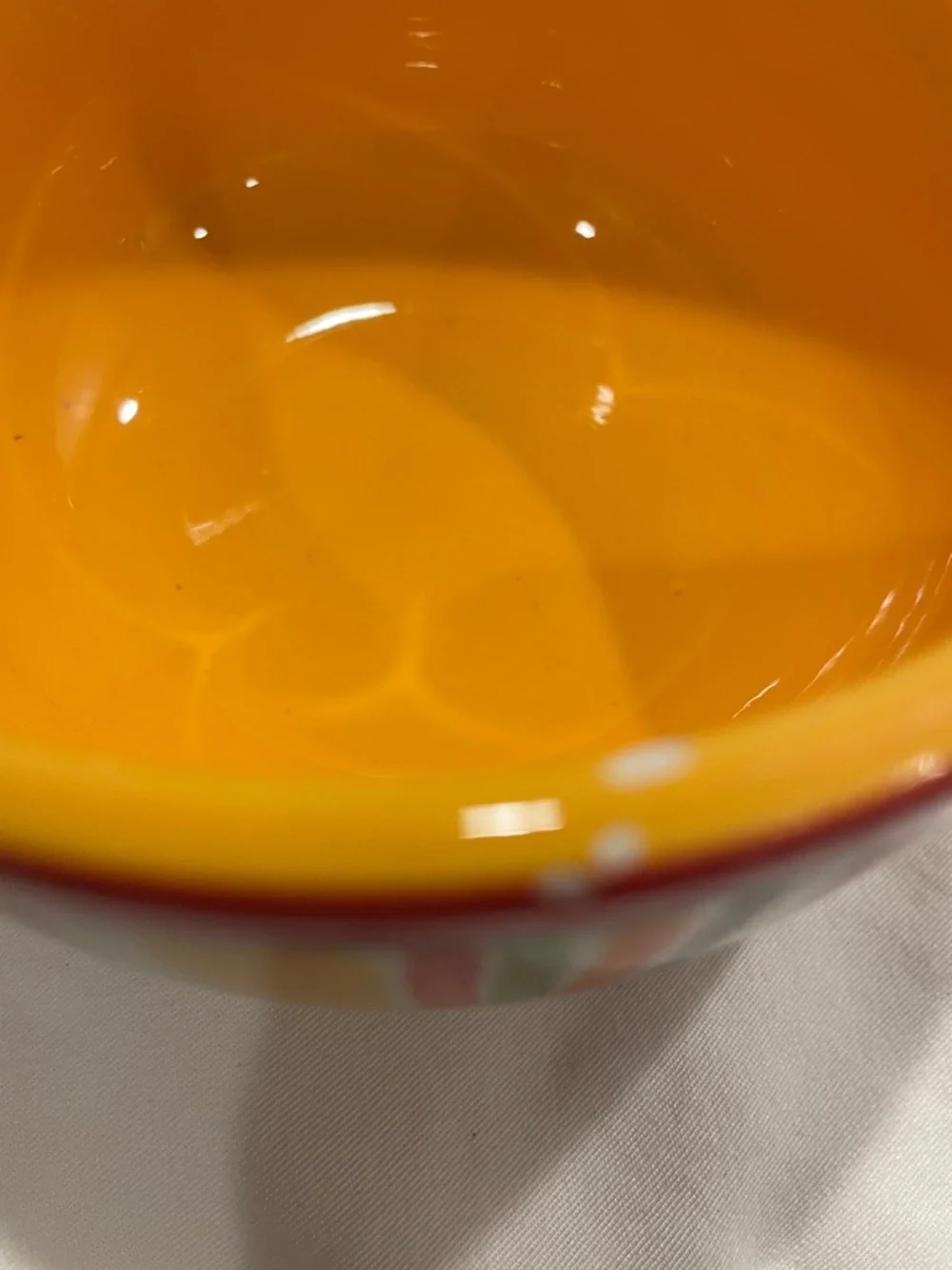 Crate&Barrel Yellow and Red Striped Ceramic Serving Bowl